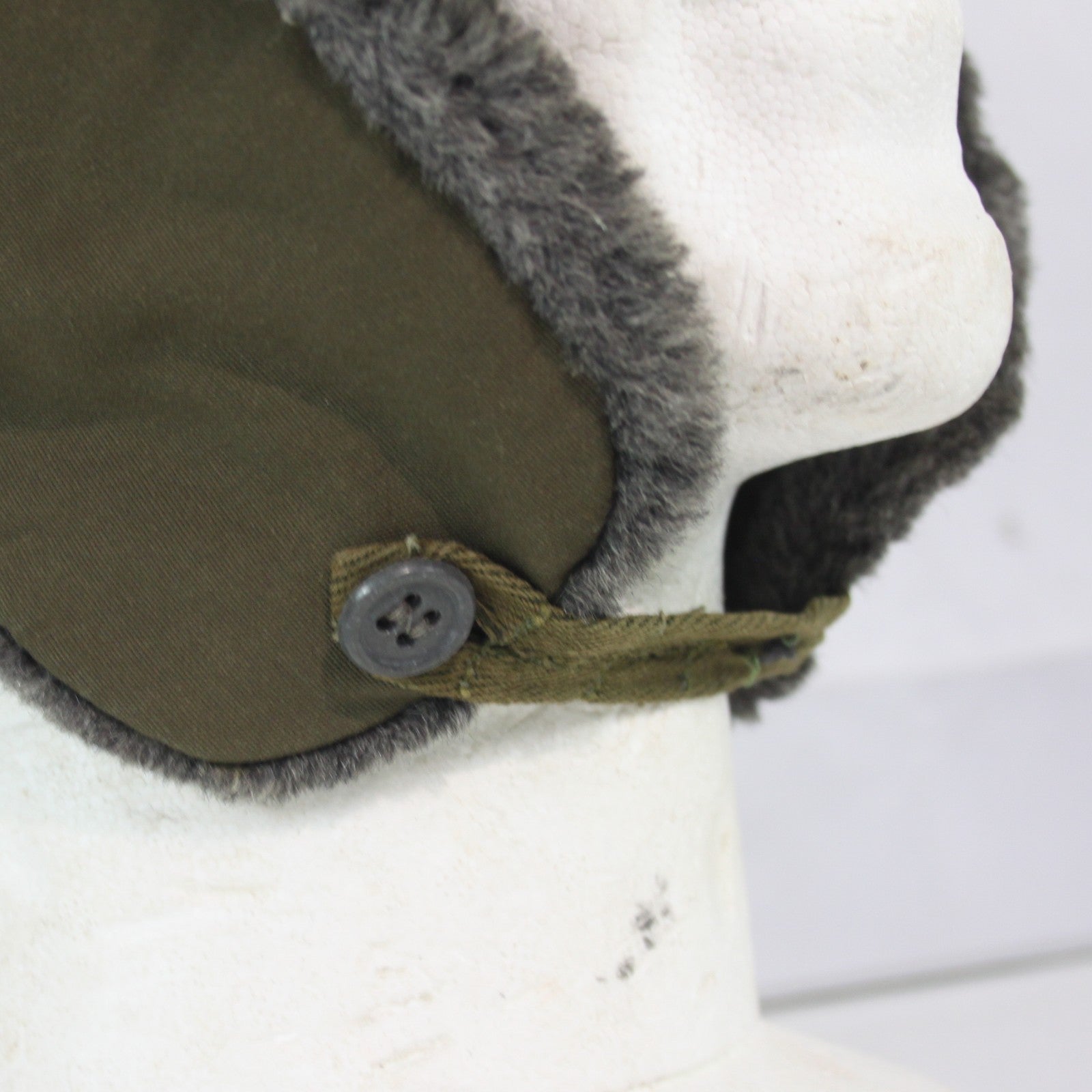Vintage Winter Hat Faux Fur Lined Army Issue Genuine Surplus Damaged (4403)