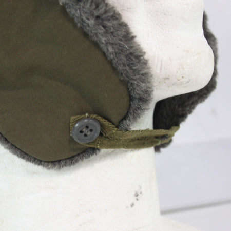 Vintage Winter Hat Faux Fur Lined Army Issue Genuine Surplus Damaged (4403)