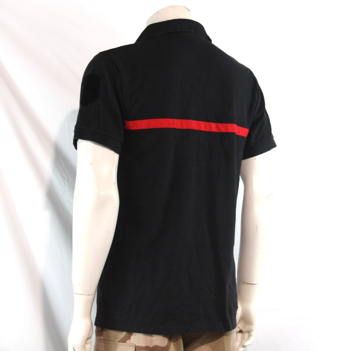 Genuine Surplus French Army Polo Shirt Navy Red Stripe Cotton (4260)