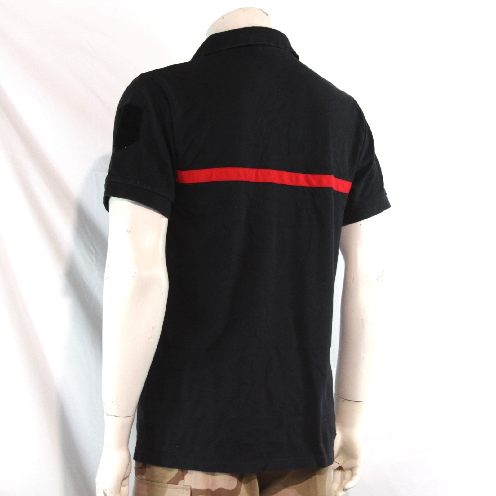 Genuine Surplus French Army Polo Shirt Navy Red Stripe Cotton (4260)