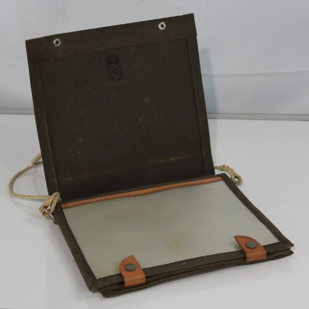 Genuine Surplus Swedish Army Vintage Map Case Leather Trim  (3395)