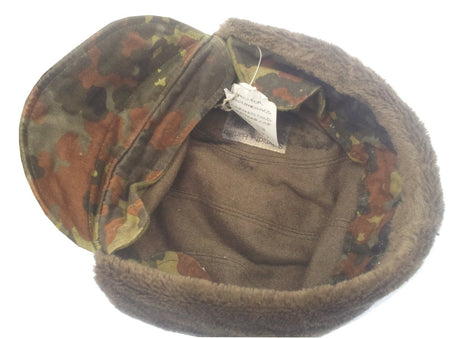 Genuine Surplus German Flektarn Ex Army Cold Weather Hat Wool Lined Peak Cap