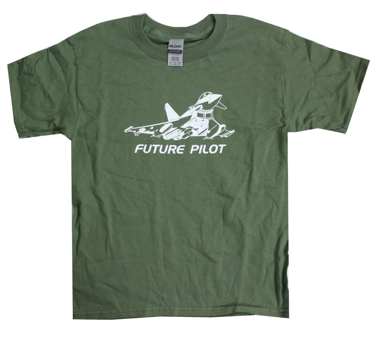 Kids Future Pilot Printed Military T-Shirt British Forces Childrens Olive Green