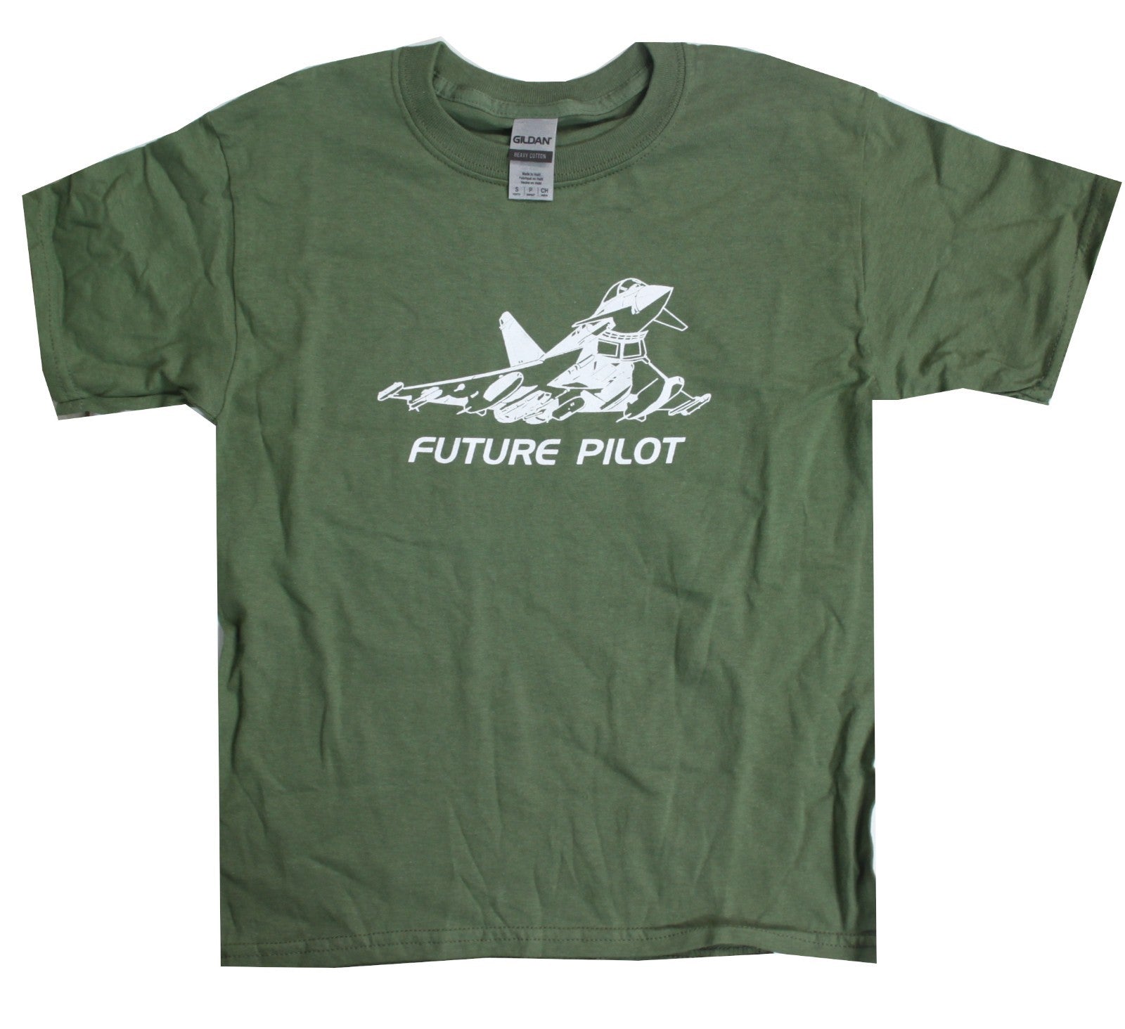 Kids Future Pilot Printed Military T-Shirt British Forces Childrens Olive Green