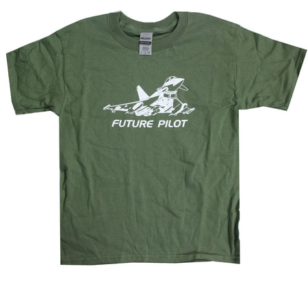 Kids Future Pilot Printed Military T-Shirt British Forces Childrens Olive Green