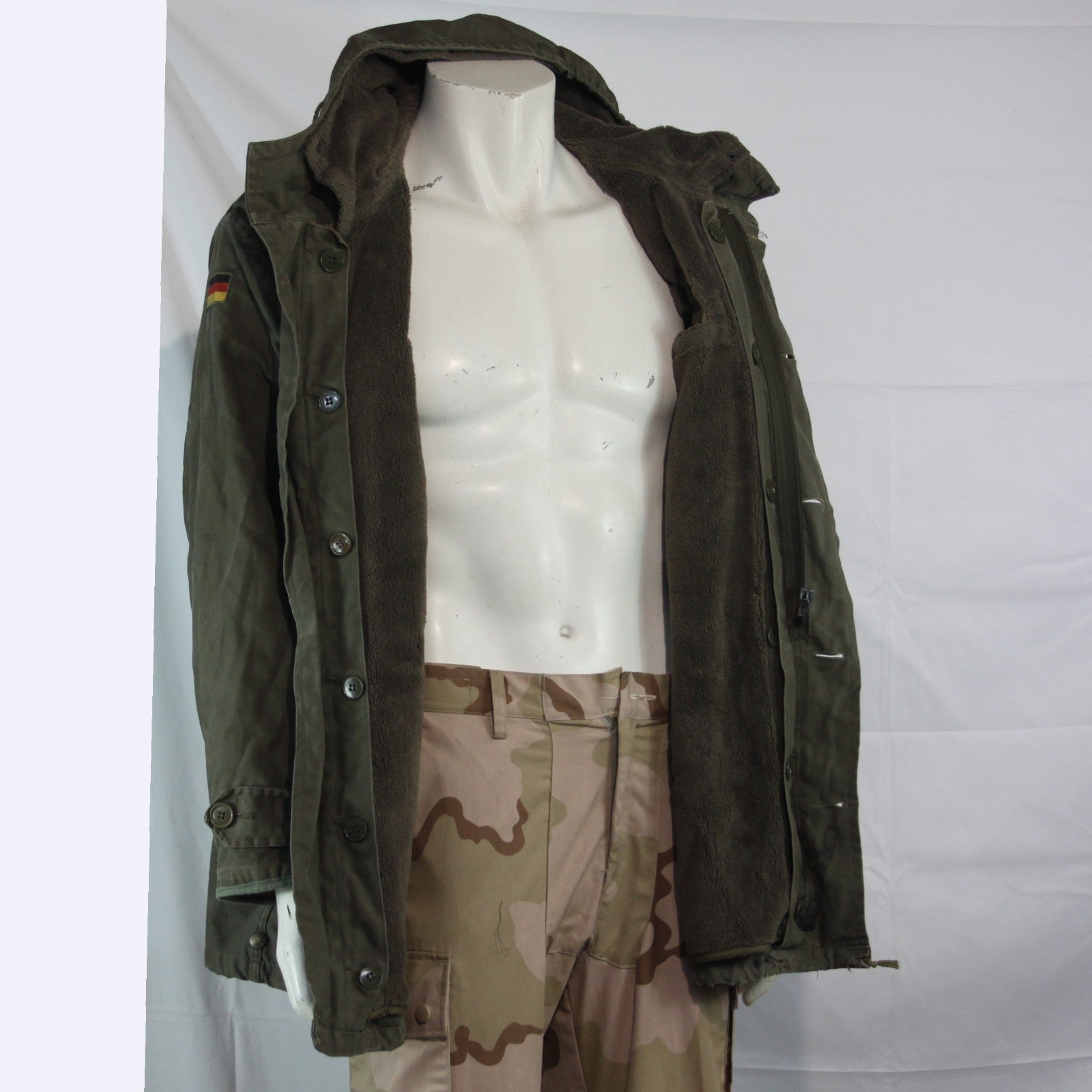 Genuine Surplus German Army Olive Canvas Parka Winter Coat Lined 40-42" (3793)
