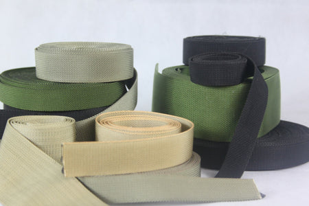 Heavy Duty Nylon Webbing Tape Black Olive Sand IRR Treated High Streng All Sizes