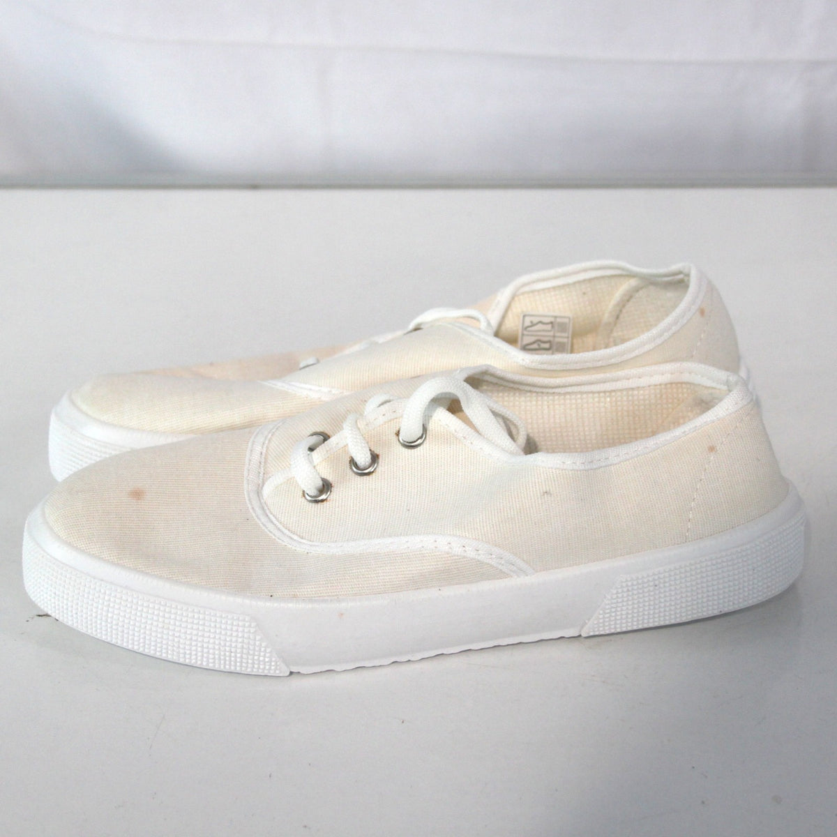 Vintage Military White Plimsolls Lace Up Genuine Surplus EU 38 39 (3865)