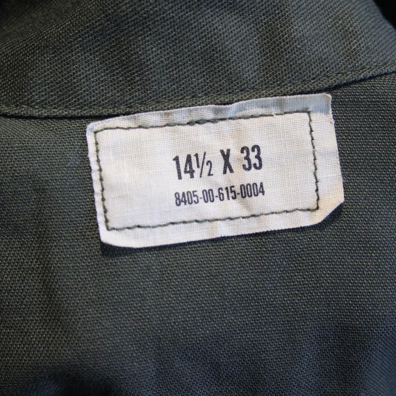 Vintage US Army Shirt  Olive Utility Shirt Genuine Surplus 14.5"  (4132