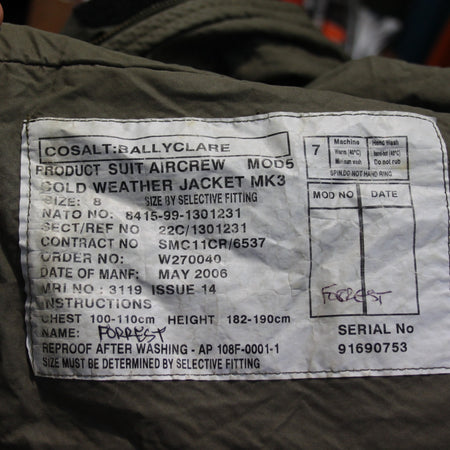 Genuine Surplus British RAF Airforce Pilots Flight Jacket Mk3 100-110cm (3525)