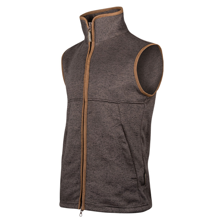 ED Jack Pyke Countryman Melange Fleece Gilet Double Zip Front Waistcoat Brown