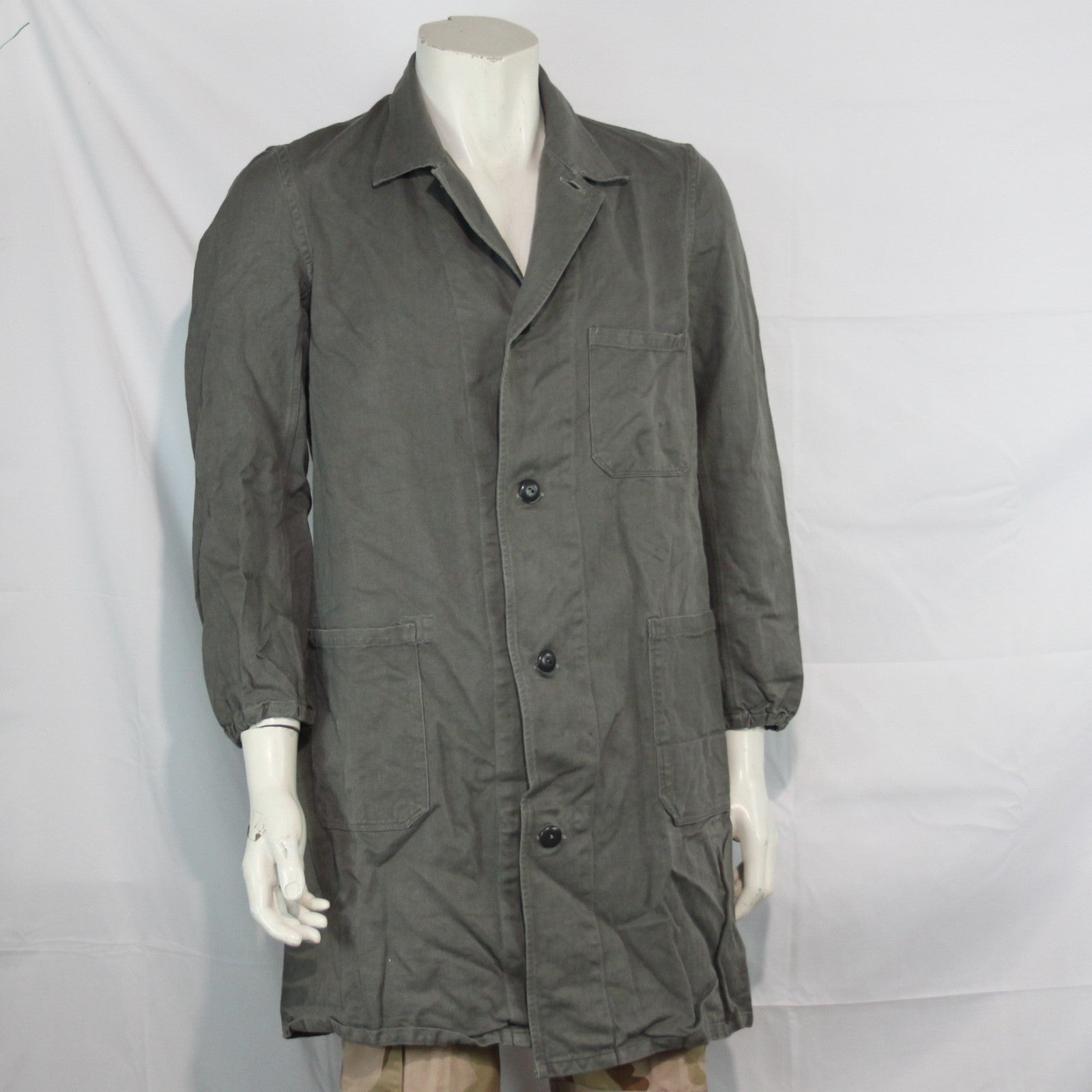 Genuine Surplus Vintage Herringbone French Army Warehouse Coat Grey 38" (3336)