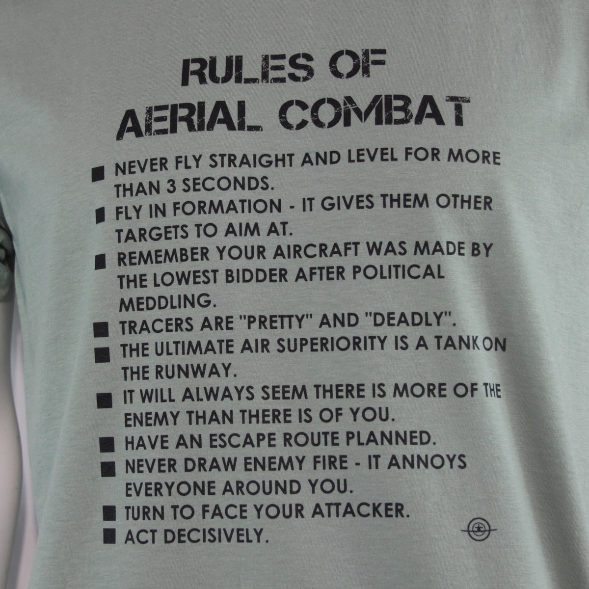 Rules of Aerial Combat Exclusive Printed T-Shirt Mens Warbird Print Sage Green