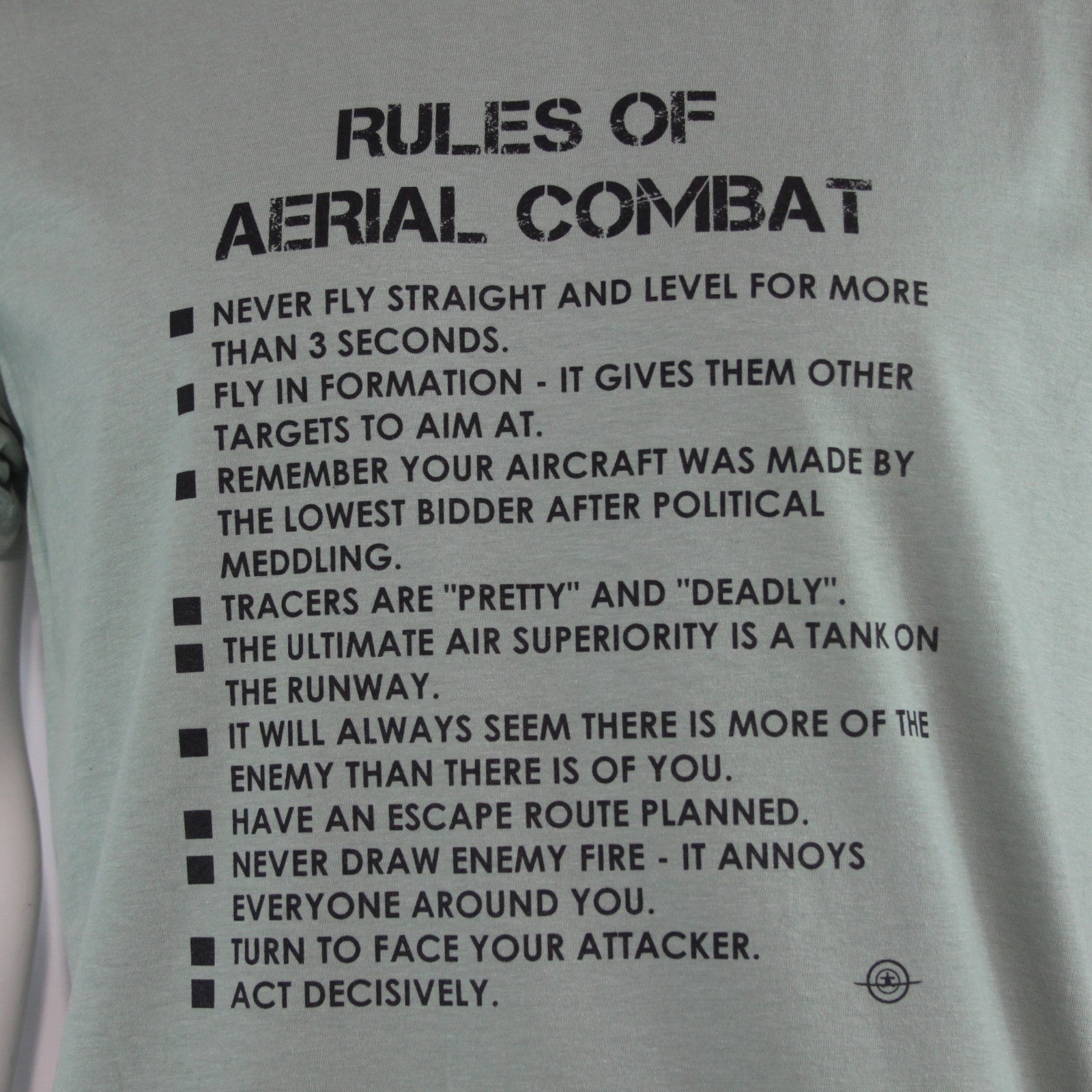 Rules of Aerial Combat Exclusive Printed T-Shirt Mens Warbird Print Sage Green