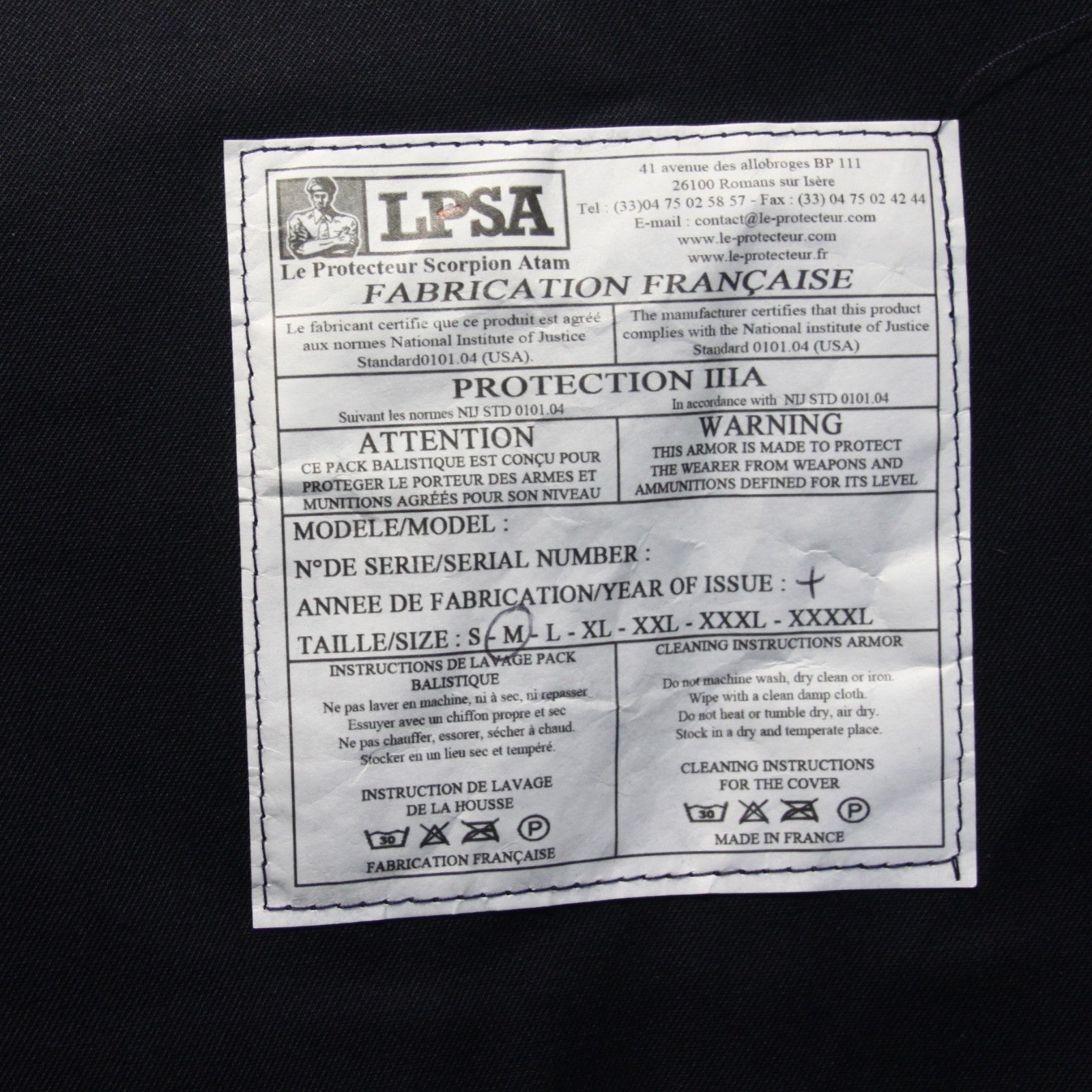 French Military Civilian Body Armour Cover Vest Blue Genuine Surplus M 3976
