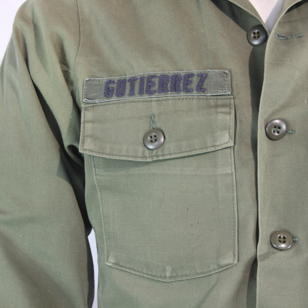 Vintage US Army Shirt Badged Olive Utility Shirt Genuine Surplus 38-40"  (4130