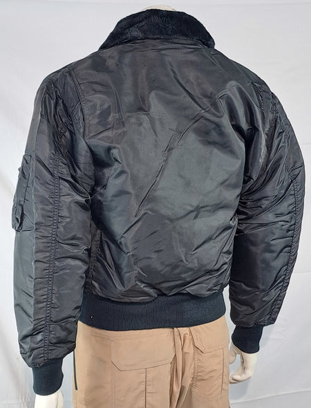 Highlander MA2 Bomber Jacket Faux Fur Collar Padded Quilted Black USAF Small