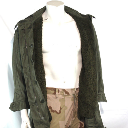 1980's French Army Fur Lined Parka Winter Genuine Surplus Olive 36-38" (3702)