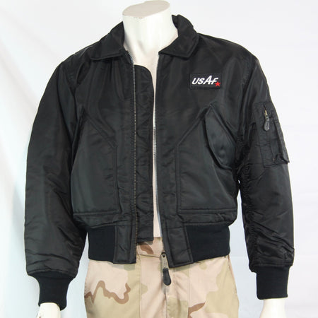 Highlander MA2 Bomber Jacket Plain Collar Padded Quilted Black USAF XXS
