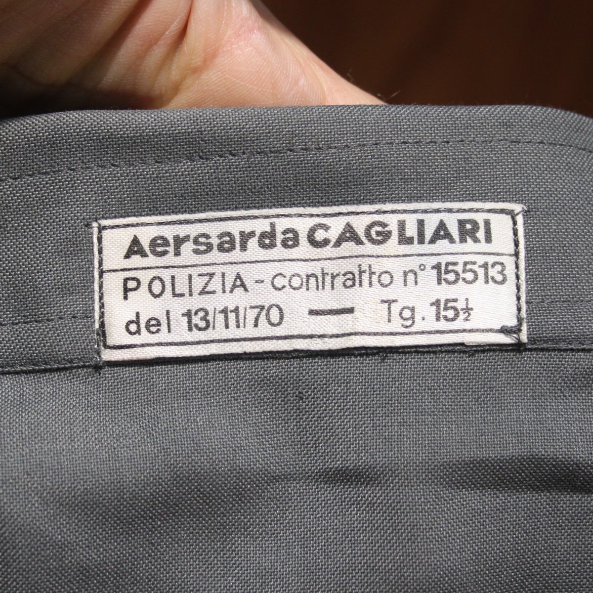 Genuine Surplus Italian Police Shirt with One Lapel Badge Green Grey 15.5"(4101)