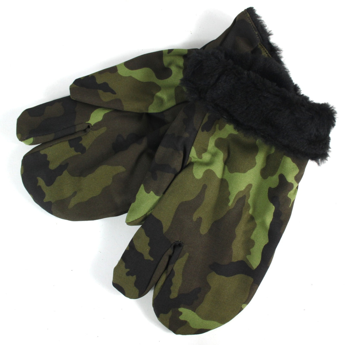 Genuine Surplus  Czech Winter Over Mittens Gloves Faux Fur Lined Camo Camouflage