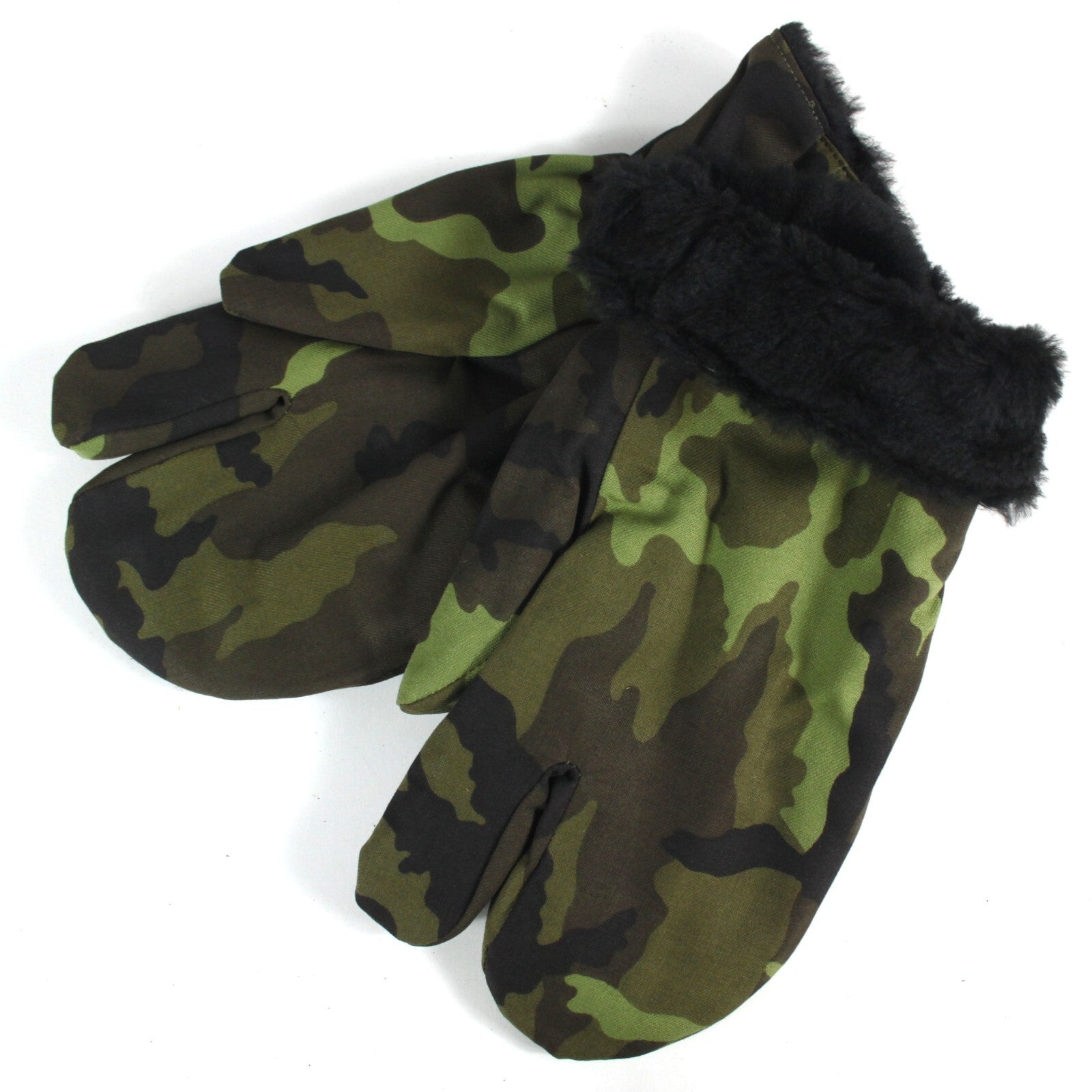 Genuine Surplus  Czech Winter Over Mittens Gloves Faux Fur Lined Camo Camouflage