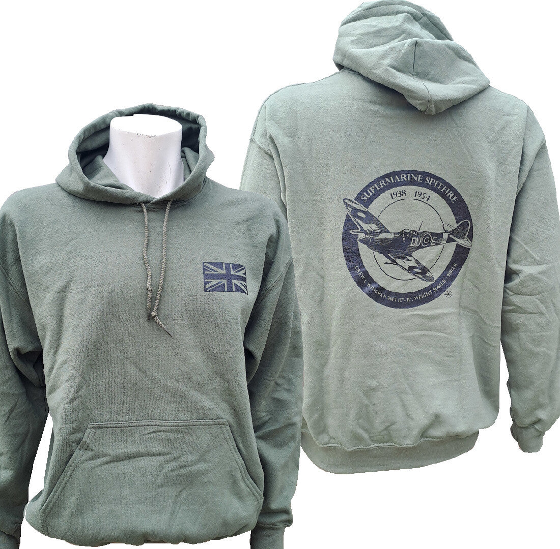 Spitfire Roundel Exclusive Printed Hoodie Warm Army Military Airforce Green