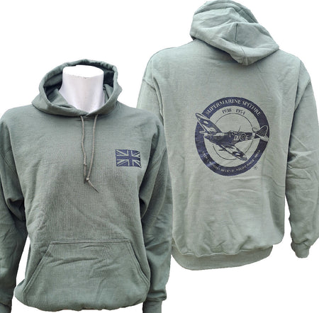 Spitfire Roundel Exclusive Printed Hoodie Warm Army Military Airforce Green