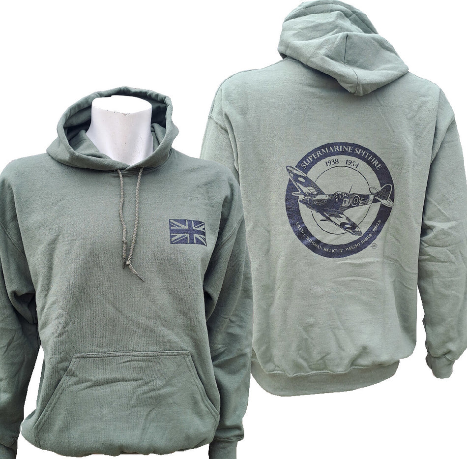 Spitfire Roundel Exclusive Printed Hoodie Warm Army Military Airforce Green