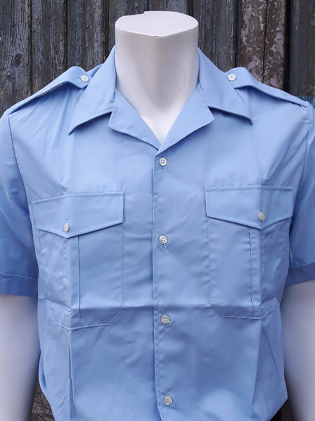 Genuine Surplus French Fleet Air Arm Airforce Short Sleeve Shirt Pale Blue NEW