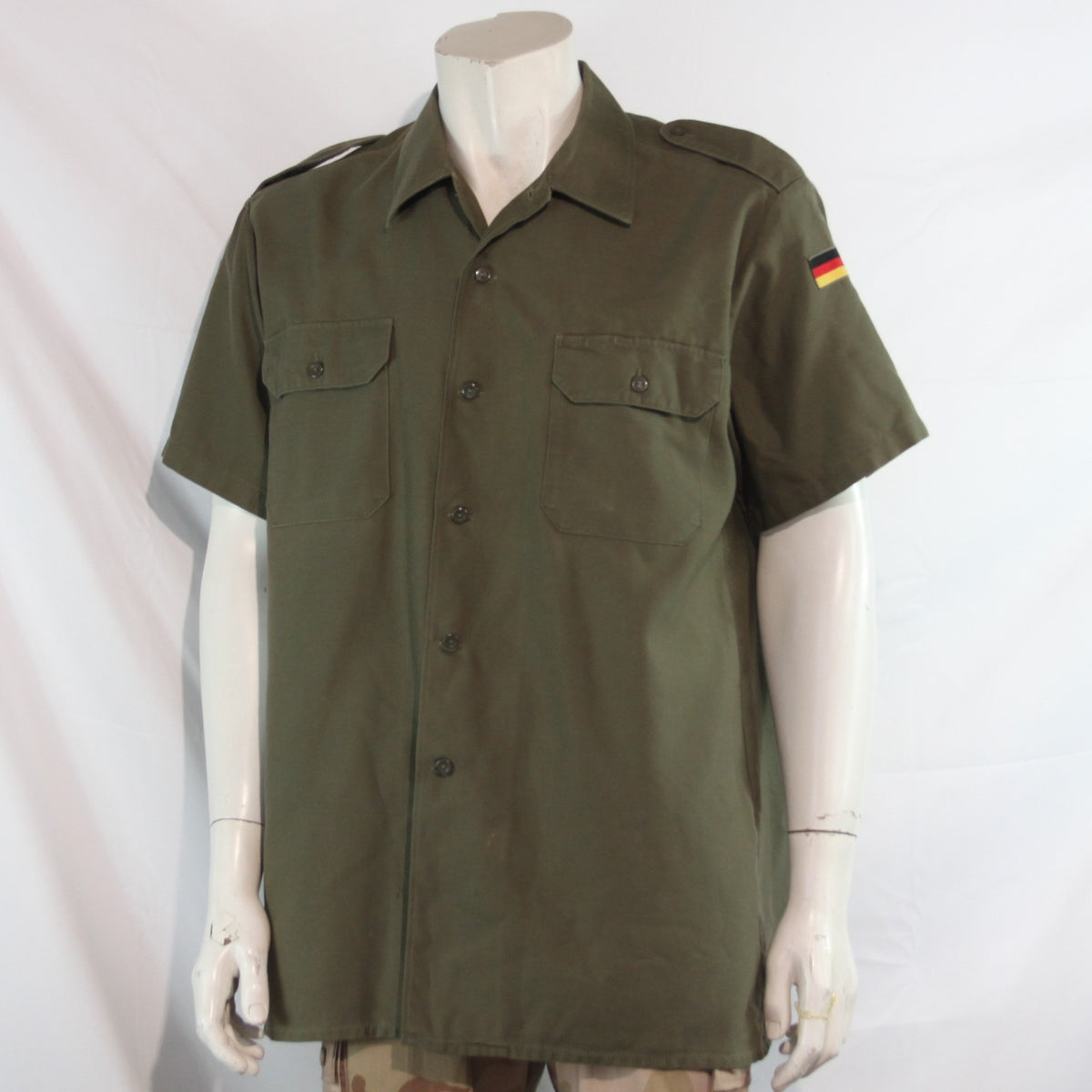 Genuine Surplus German Army Short Sleeve Moleskin Shirt Olive (4265)