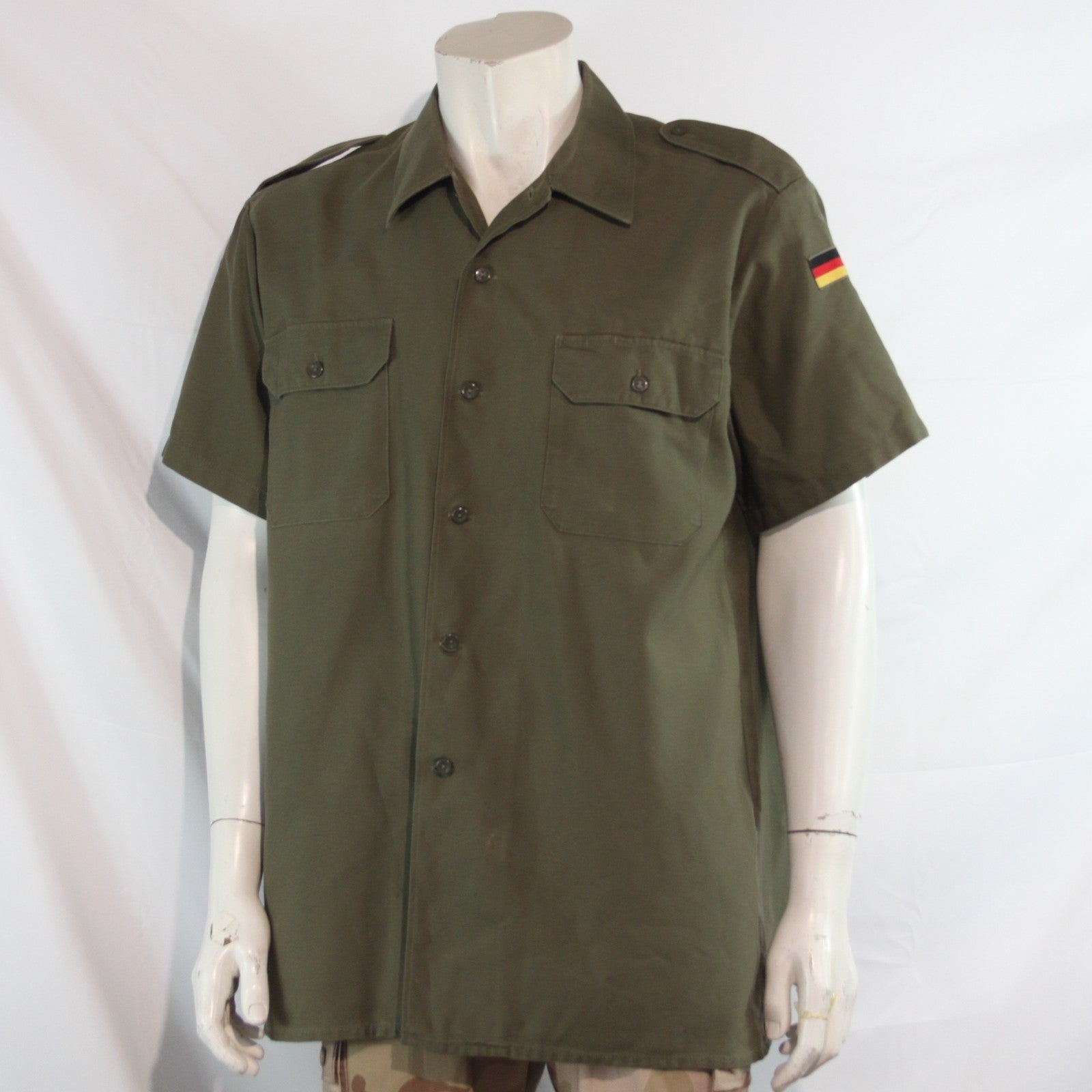 Genuine Surplus German Army Short Sleeve Moleskin Shirt Olive (4265)