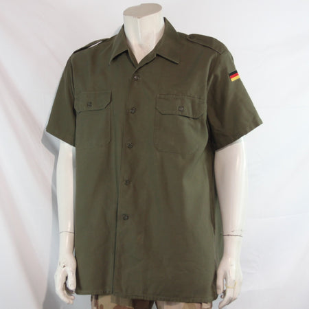 Genuine Surplus German Army Short Sleeve Moleskin Shirt Olive (4265)