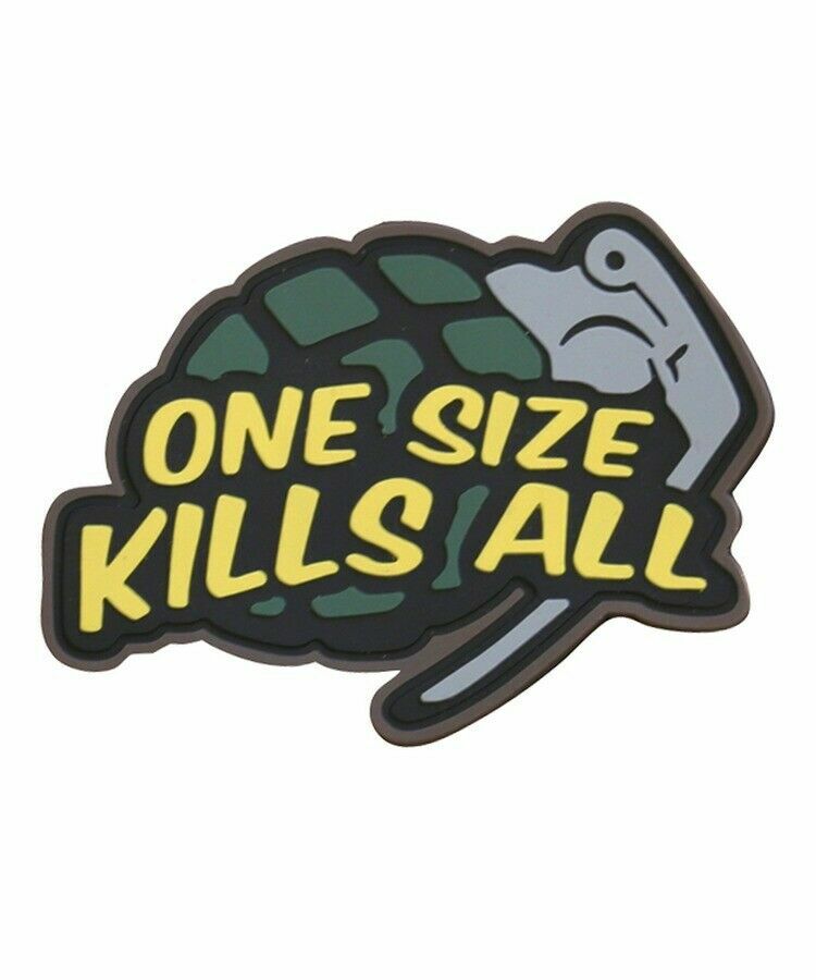 One Size Kills All motto  Rubber Morale Patch tactical hook 3D Army Airsoft