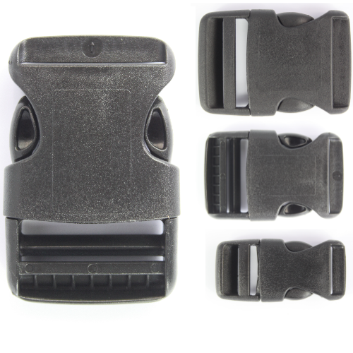 Rounded Side Release Buckles Black Plastic Clips Rucksacks Replacement All Sizes