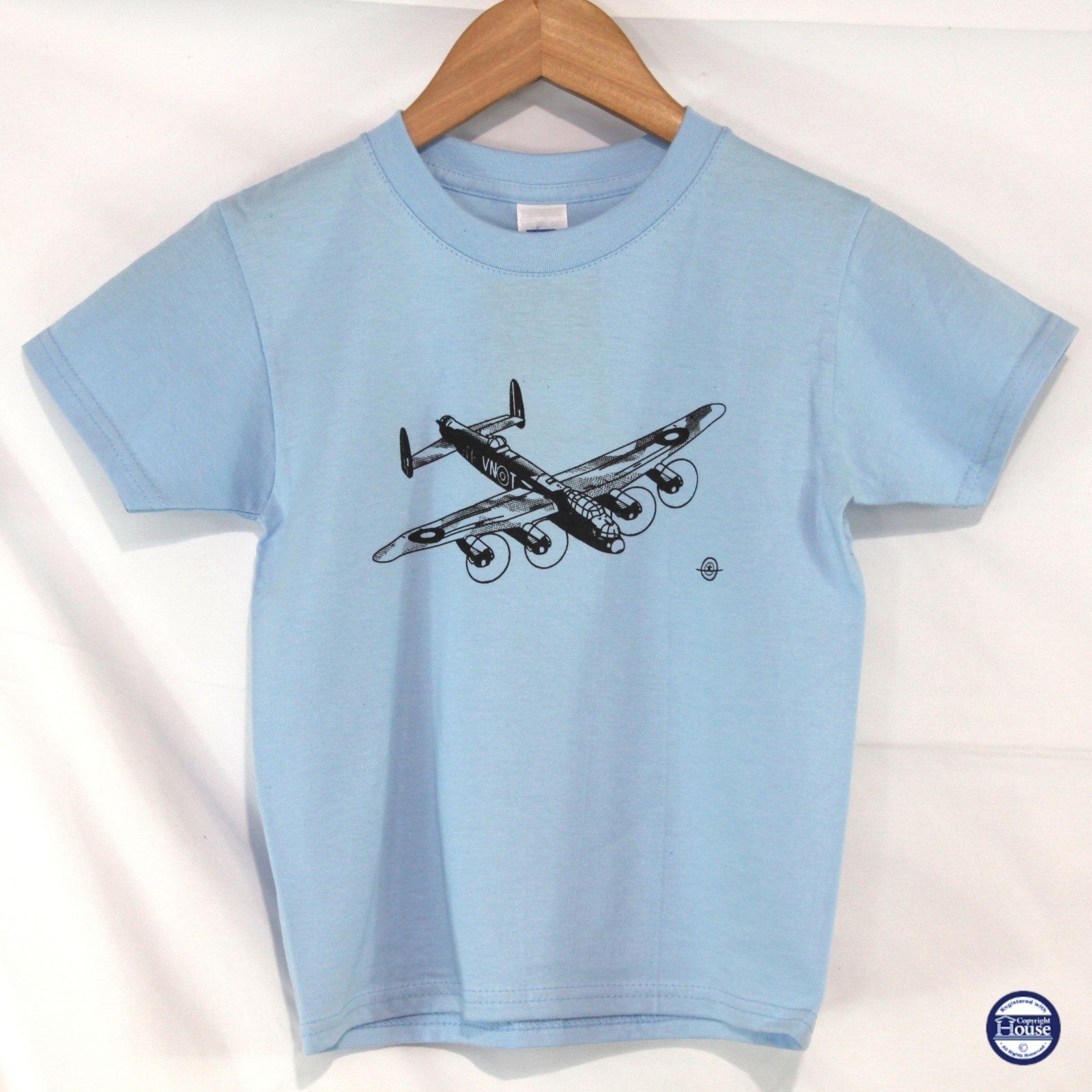 Kids Avro Lancaster Printed Military T-Shirt British Forces Childrens Blue