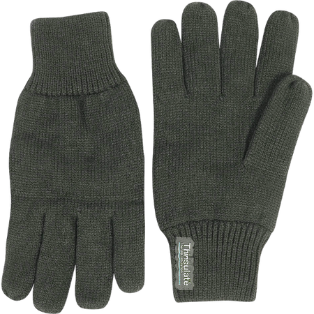 Thermal Knitted Gloves Mens Thinsulate Lined Acrylic Black Green