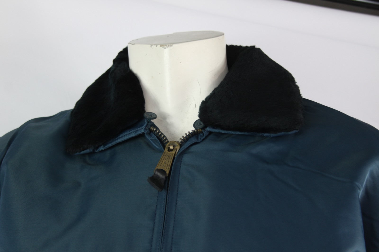 Highlander MA2 Bomber Jacket Faux Fur Collar Padded Quilted Blue Warm
