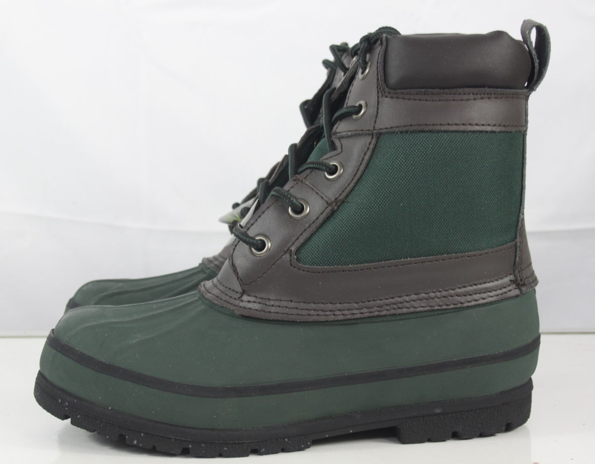 Highlander Morton Rubber & Canvas Warm Fleece Lined Ankle Boots Green Gardening