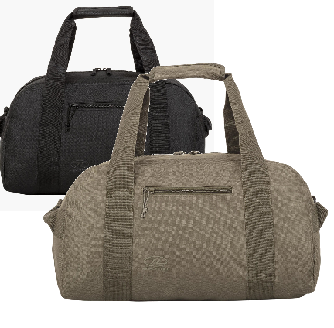 Highlander Cargo Holdall Duffle Bag 30 Litre Small Strong Durable Black Green