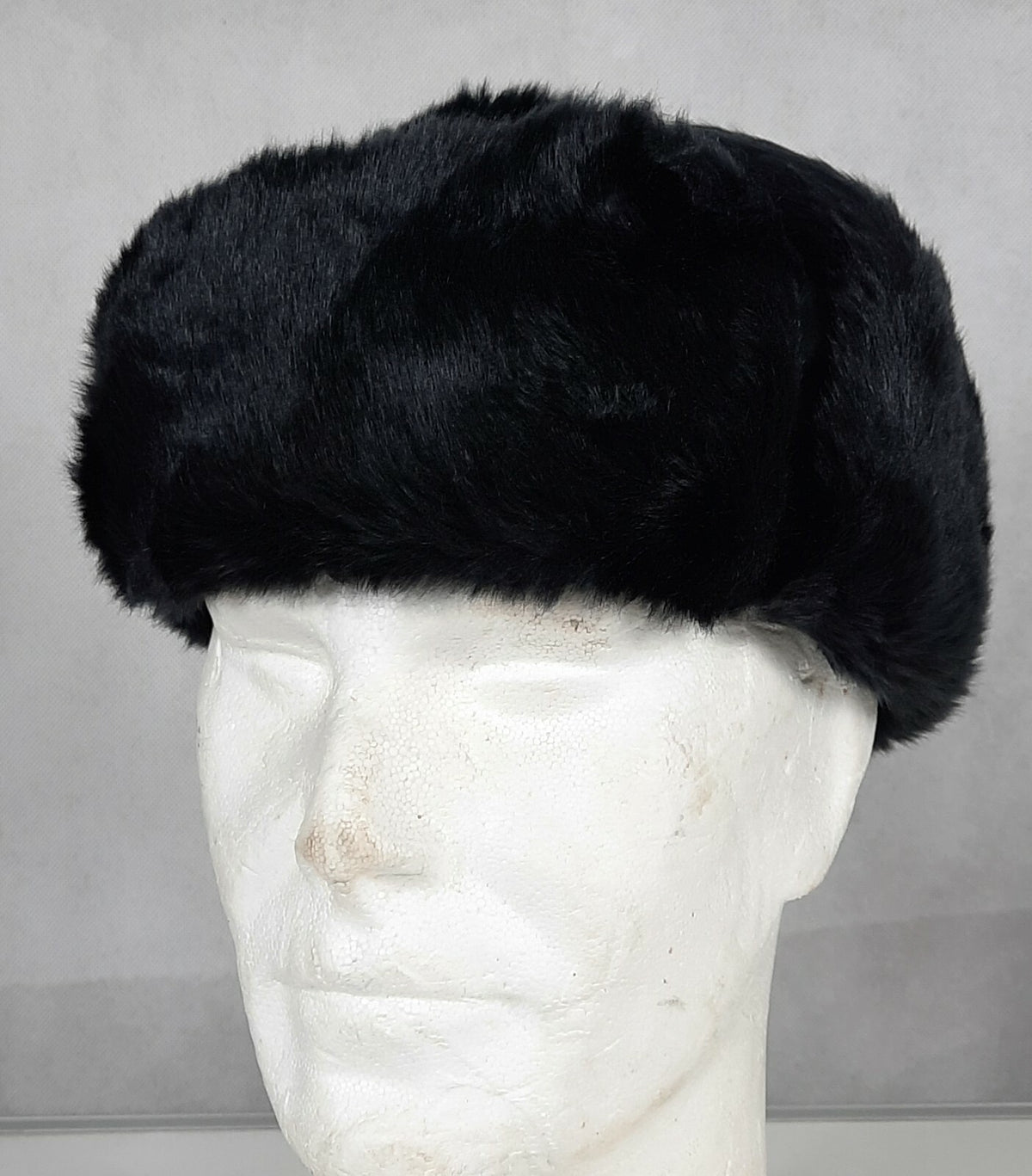 Cossack Hat Winter Black Thermal Faux Fur Trapper Hat Size Small Adult