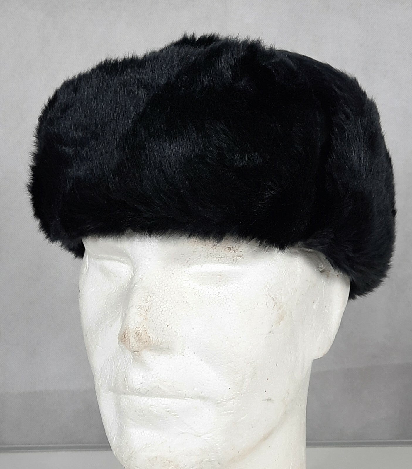 Cossack Hat Winter Black Thermal Faux Fur Trapper Hat Size Small Adult