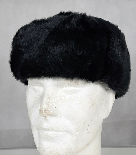 Cossack Hat Winter Black Thermal Faux Fur Trapper Hat Size Small Adult