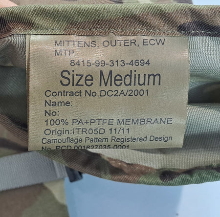Genuine Surplus British Army MTP Waterproof Over-Mittens Size M (2291)