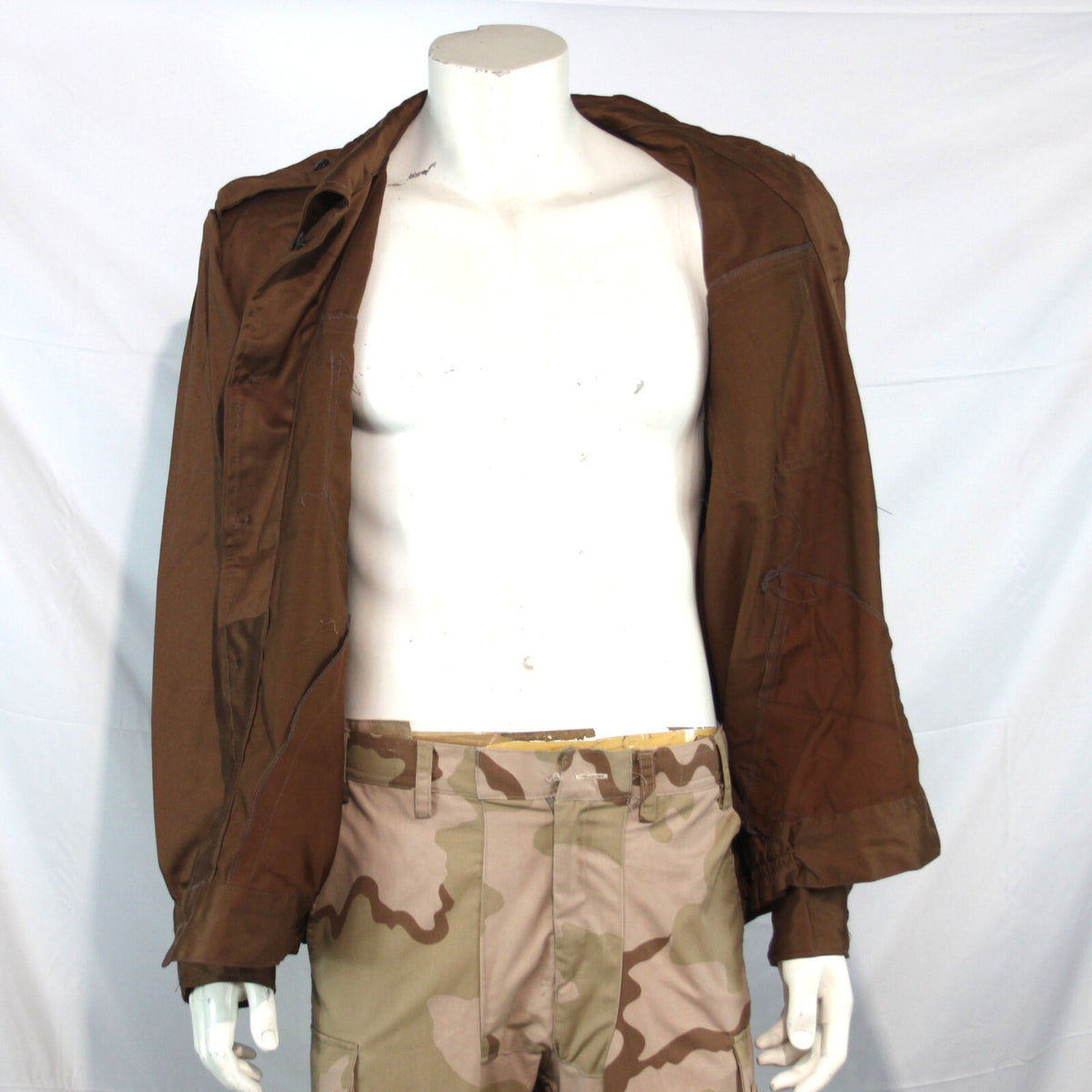 Genuine Surplus Romanian Army Working Jacket Shirt Brown Canvas Shiny Satin 3159