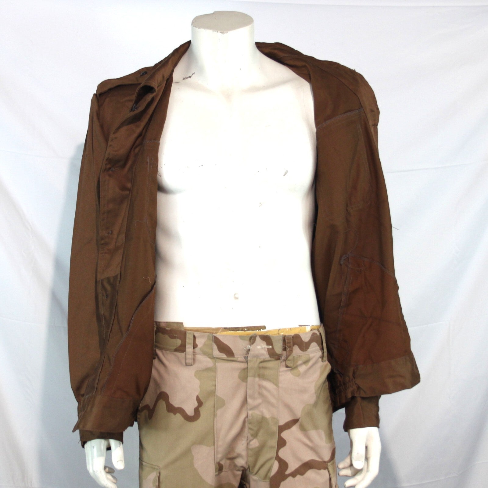 Genuine Surplus Romanian Army Working Jacket Shirt Brown Canvas Shiny Satin 3159