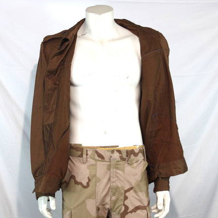 Genuine Surplus Romanian Army Working Jacket Shirt Brown Canvas Shiny Satin 3159