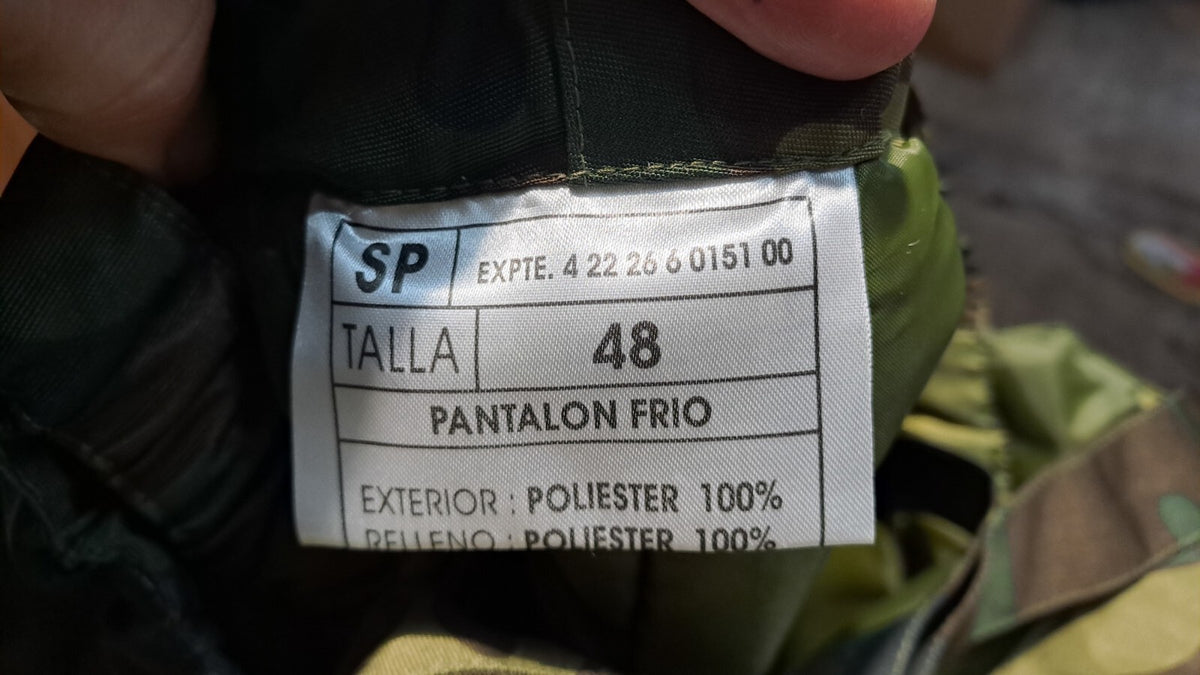 Genuine Surplus Spanish Army Camo Padded Winter Over Trousers 32" Waist (3028)