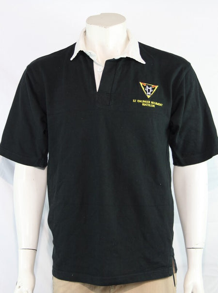 Genuine Surplus British Army Short Sleeve Rugby Shirt Embroidered Black