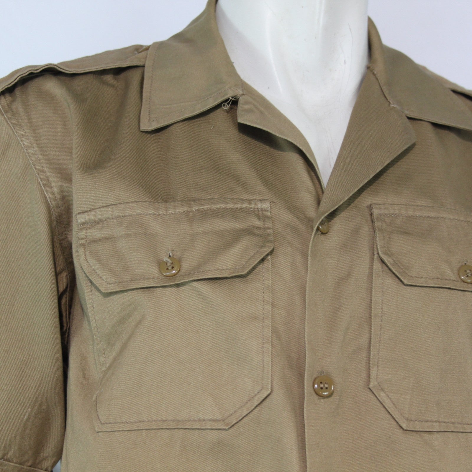 Genuine Surplus Greek Army Shirt Short Sleeve Cotton Canvas Tan Sand (3419)